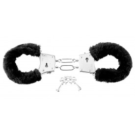 Меховые чёрные наручники Beginner's Furry Cuffs