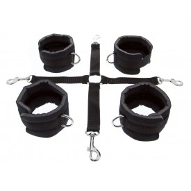 Регулируемые мягкие манжеты на запястья и лодыжки с соединительной крестовиной Hog Tie Cuff Set